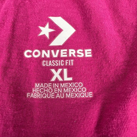 Converse Classic Fit Size XL Pink T-Shirt With Black Sneaker Graphic - Picture 3 of 6